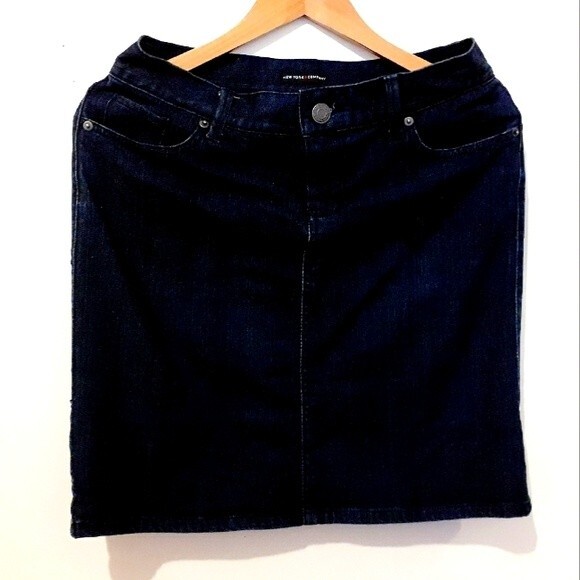 New York & Company Womens Dark Blue Denim Mini Skirts W29 18"Length Size 4 - Picture 3 of 9